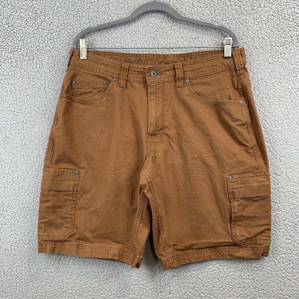 prAna Shorts Men's Brown Size 34 Organic Cotton Cargo Stretch Hiking